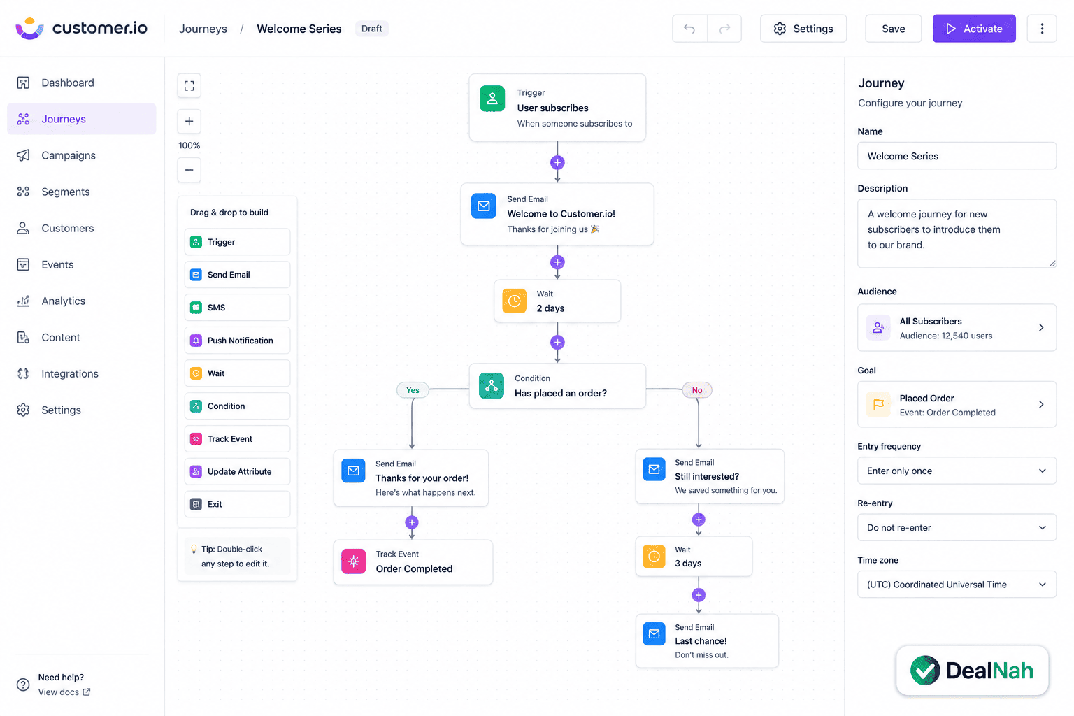 Customer.io Journey Builder für automatisierte Customer Journeys und Marketing-Automatisierung