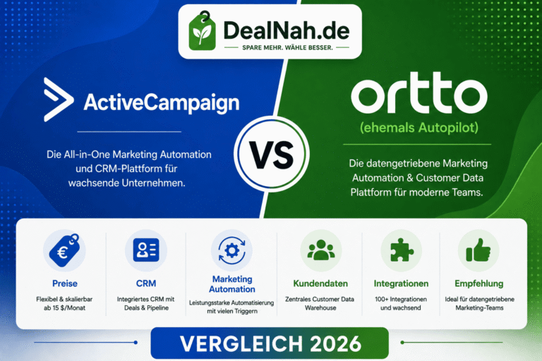 ActiveCampaign vs Ortto Vergleich 2026 – CRM, Marketing Automation, Preise und Funktionen im Überblick